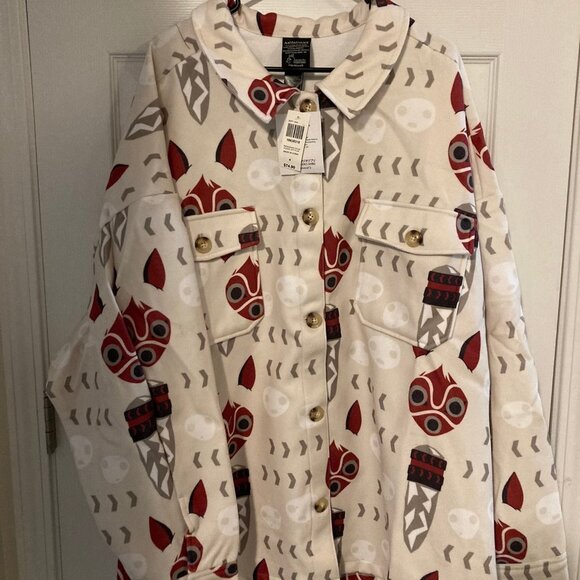 NEW! Studio Ghibli Princess Mononoke San's Mask Polar Fleece Jacket (Exclusive) - Picture 3 of 5